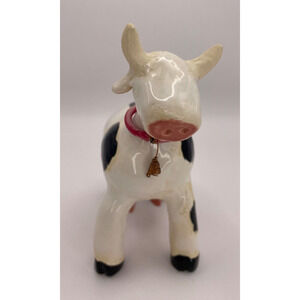Unique Folk Art Cow With Cow Bell Original Art W/Signature Pre-owned